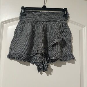Japna Black and White Gingham High Waist Shorts